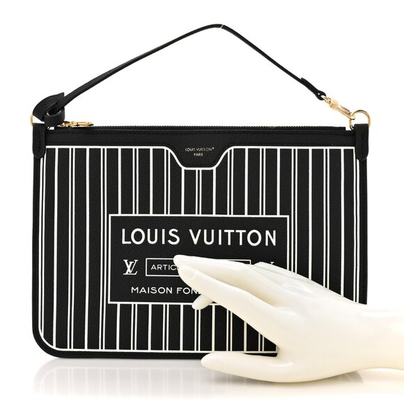 BNEW UNUSED LOUIS VUITTON LV INSIDE OUT NEVERFULL MM POCHETTE POUCH BLACK WHITE - Picture 1 of 16